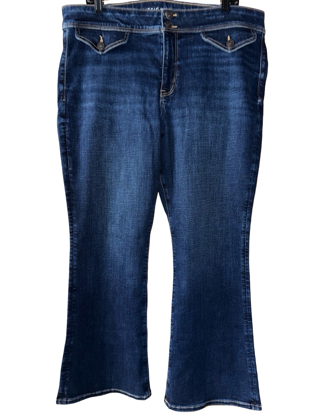 American Eagle Super Stretch Kick Boot Jeans Dark Wash Women’s sz 18 Short